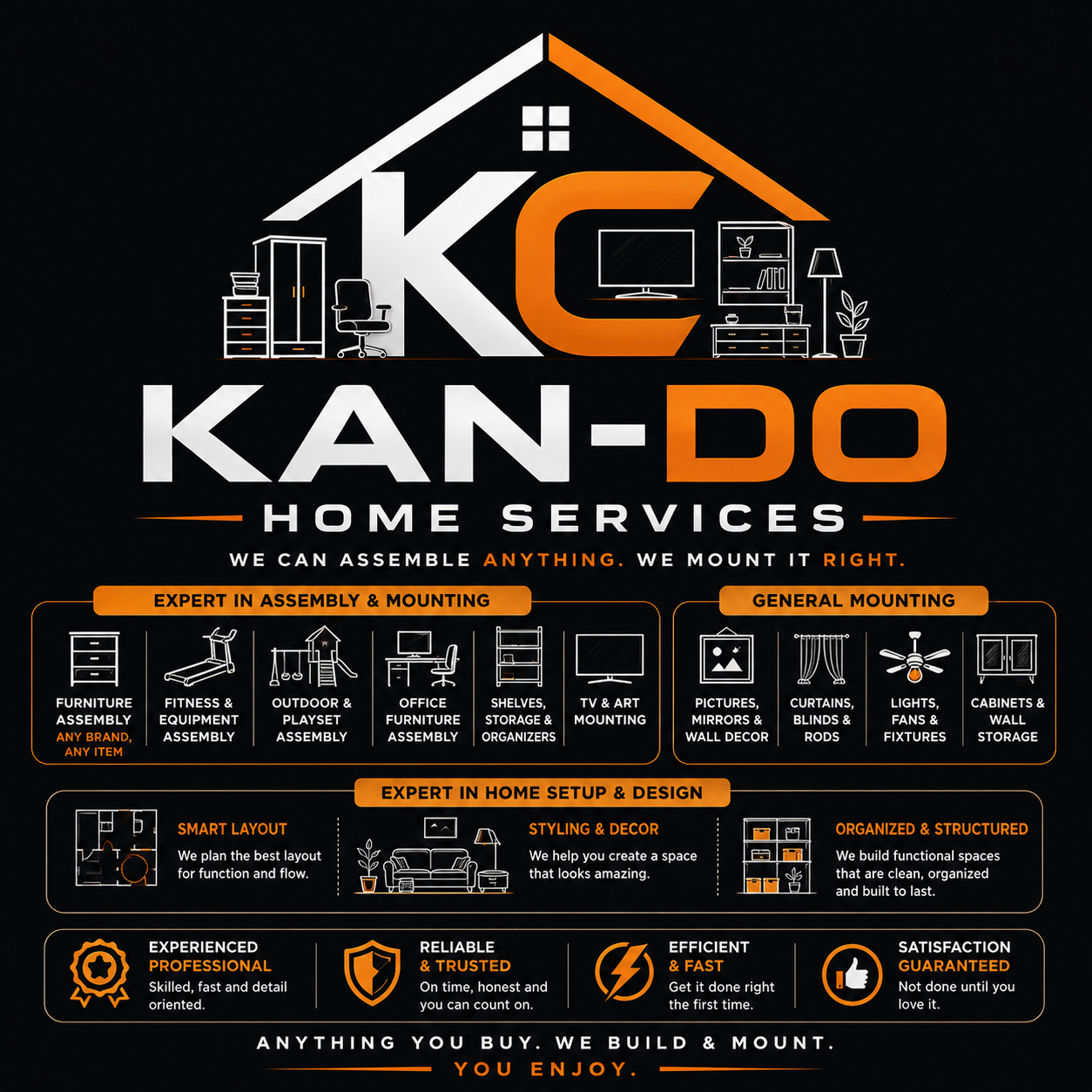 KC KAN-DO Home Services assembly and mounting brand artwork